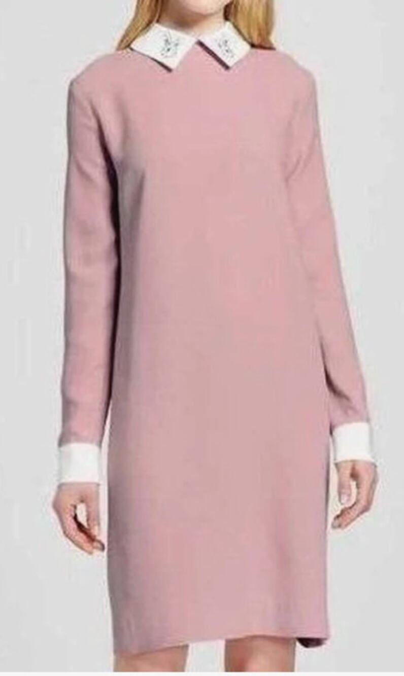 NWT Victoria Beckham Target Pink Rabbit Collar Shift Dress Sz XL Feminine Easter